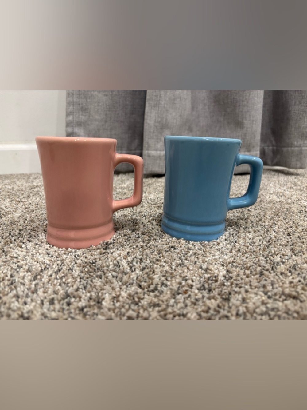 Vintage Pink & Blue DDC Restaurant Ware Coffee Mugs Pottery USA Retro set of 2